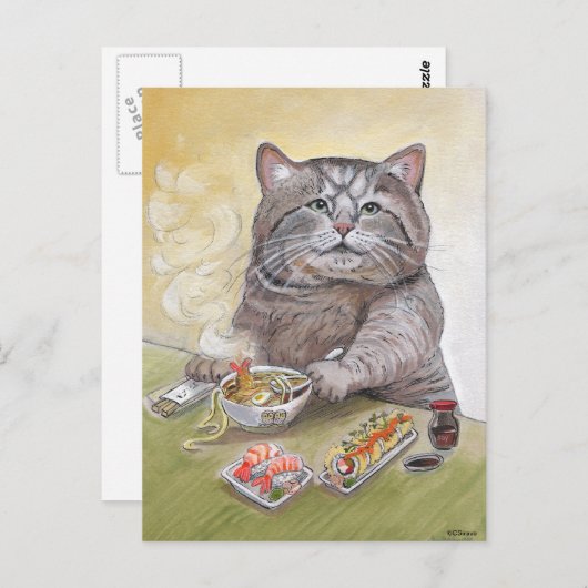 Sushi Cat Tempura Udon Postkarte (Vorne/Hinten)