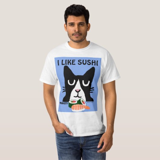 SUSHI CAT, TUXEDO Panda Kitty T - Shirt (Vorne ganz)