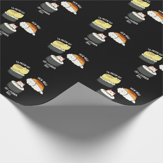 Sushi Cats Funny Sushi Pun Dark BG Geschenkpapier (Ecke)