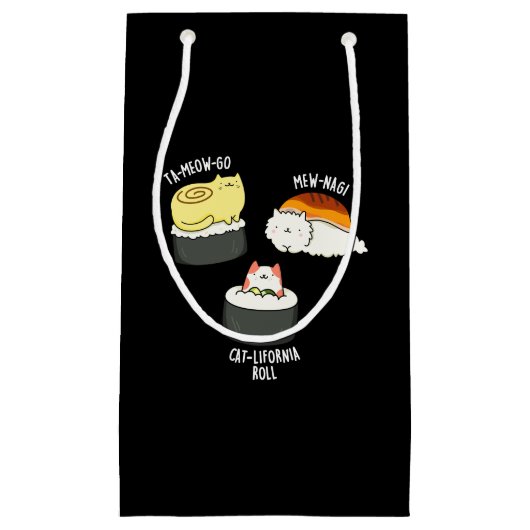 Sushi Cats Funny Sushi Pun Dark BG Kleine Geschenktüte (Vorderseite)