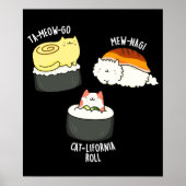 Sushi Cats Funny Sushi Pun Dark BG Poster (Vorne)