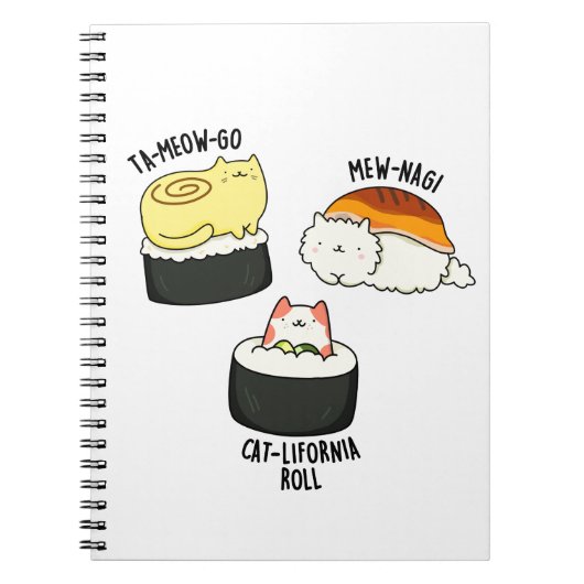 Sushi Cats Funny Sushi Pun Notizblock (Vorderseite)