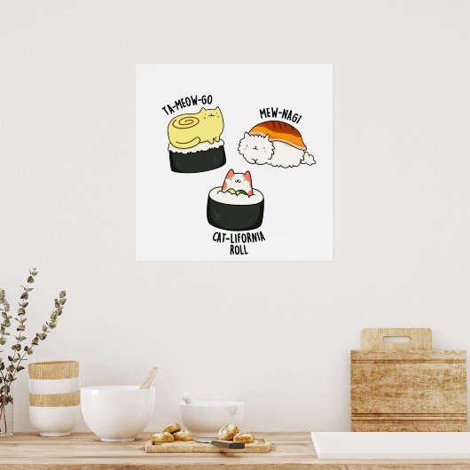 Sushi Cats Funny Sushi Pun Poster (Küche)