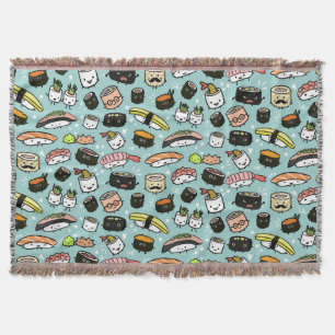 Sushi Characters Pattern Kawaii Sushi Characters Decke