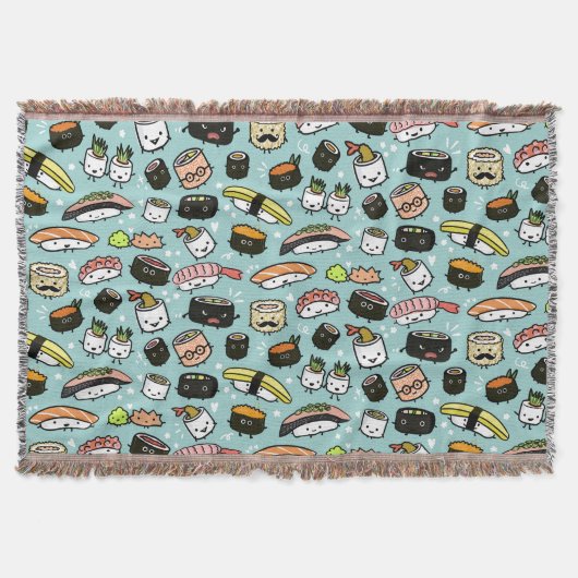Sushi Characters Pattern Kawaii Sushi Characters Decke (Vorderseite)