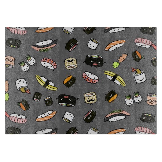 Sushi-Charakter-Muster Schneidebrett (Vorderseite)