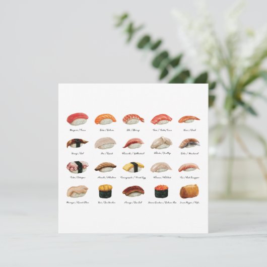 Sushi Chart Flat Grußkarte (Stehend Vorderseite)