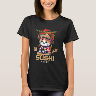 Sushi-Chef Kitty in traditioneller japanischer Kle T-Shirt