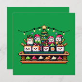 Sushi Christmas Celebration - festes 8-Bit Design Einladung (Vorne/Hinten)