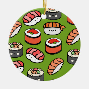 Sushi Christmas Funny Funny Colorful Kawaii Niedli Keramik Ornament