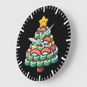 Sushi Christmas Tree - Funny Holiday Feinschmecker Große Wanduhr (Winkel)