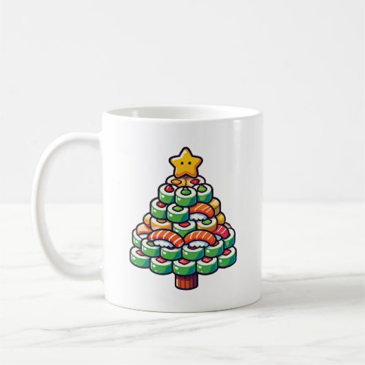 Sushi Christmas Tree - Funny Holiday Feinschmecker Kaffeetasse (Links)