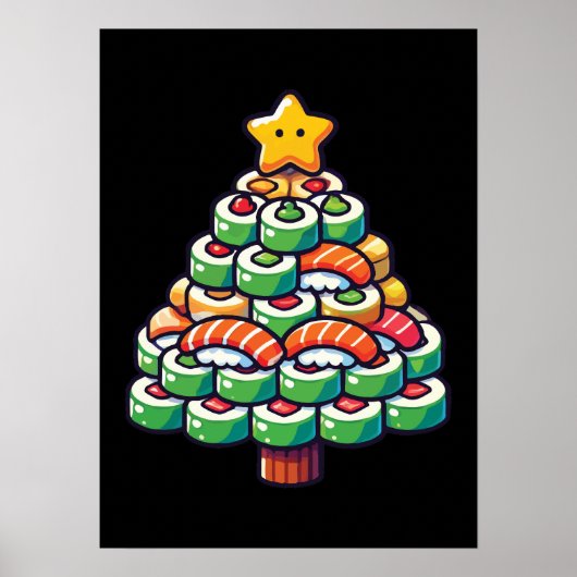 Sushi Christmas Tree - Funny Holiday Feinschmecker Poster (Vorne)