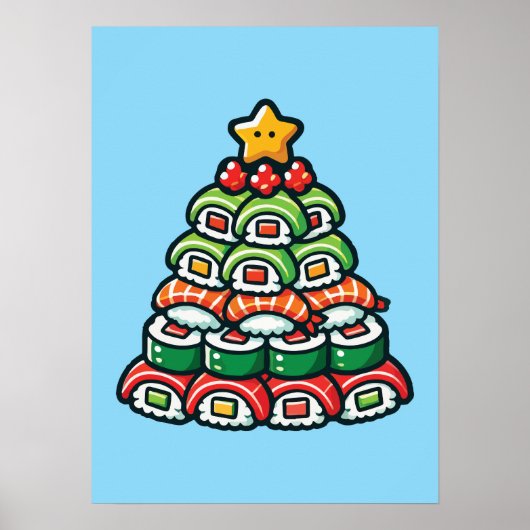Sushi Christmas Tree - Funny Holiday Feinschmecker Poster (Vorne)