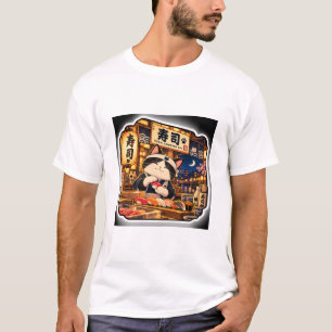 Sushi Counter Cat T-Shirt   Japanisches Sushi-Bar-
