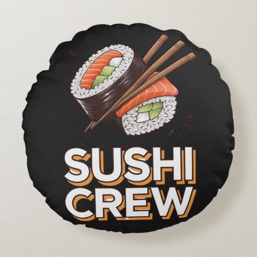 Sushi Crew Rundes Kissen (Vorderseite)