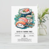 Sushi Custom Geburtstag Einladung (Stehend Vorderseite)