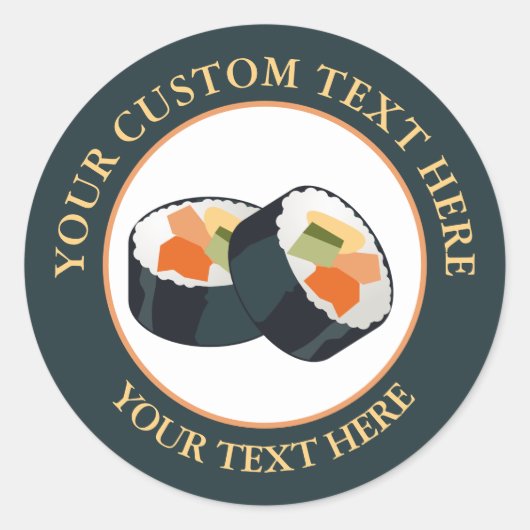Sushi Custom Text Logo Icon Classic Round Sticker (Vorderseite)