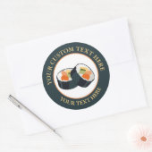 Sushi Custom Text Logo Icon Classic Round Sticker (Umschlag)