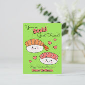 Sushi Cute Kids Valentinstag Freundschaft Postkarte (Stehend Vorderseite)