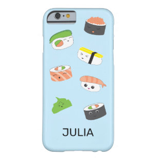Sushi Delight: Blue Kawaii-Style Barely There iPhone 6 Hülle