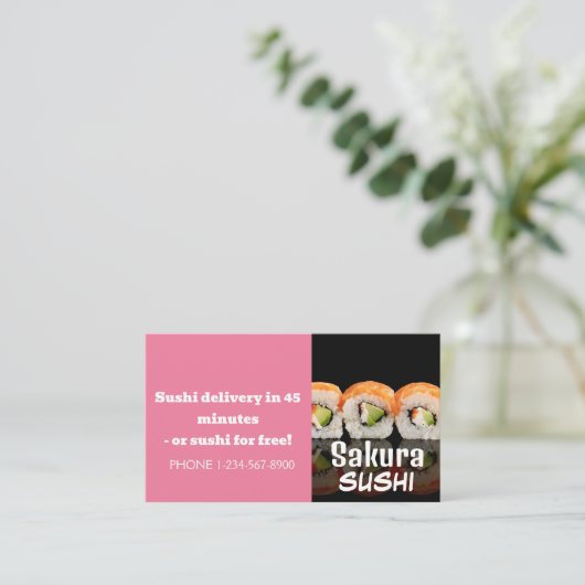 Sushi Delivery Discount Sale Angebot Visitenkarte (Stehend Vorderseite)
