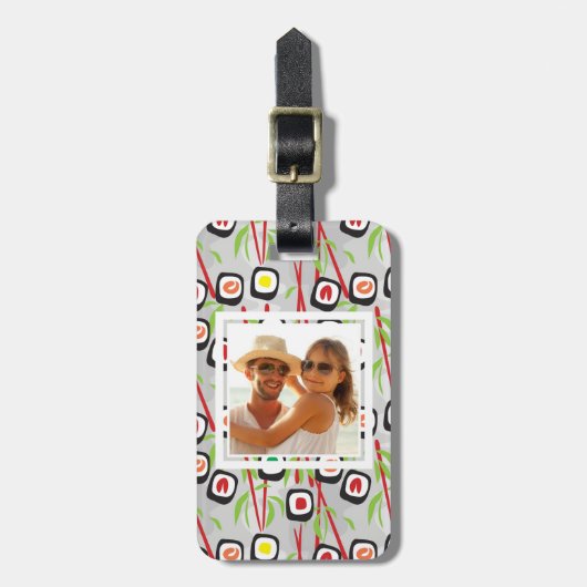 Sushi-Design-Muster| Monogramm Gepäckanhänger (Vorderseite vertikal)