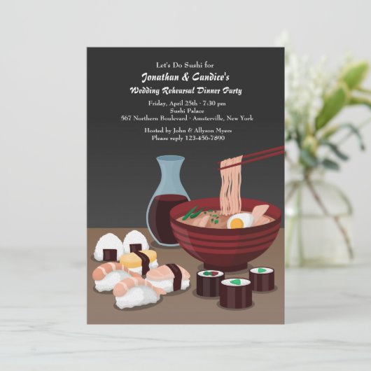 Sushi Dinner Einladung (Stehend Vorderseite)