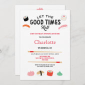 Sushi Dinner Mittagessen Japanisch Geburtstagspart Einladung (Vorne/Hinten)