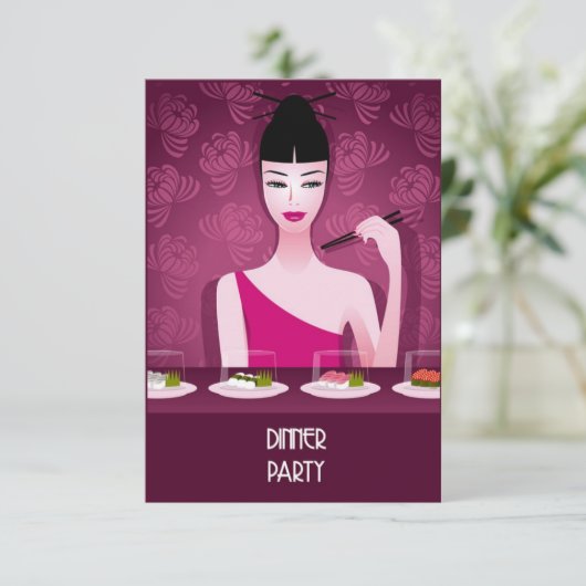 Sushi-Dinner-Party Einladung (Stehend Vorderseite)