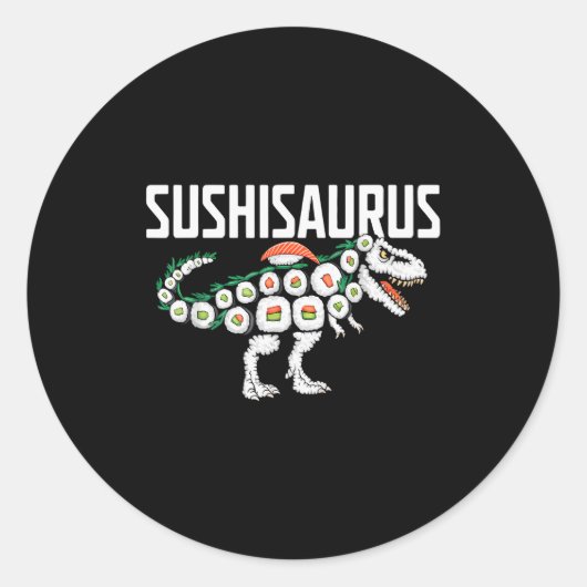 Sushi Dinosaur T-rex Japanese Food Funny Sushi Rol Runder Aufkleber (Vorderseite)