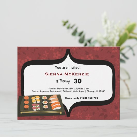Sushi Einladung (Stehend Vorderseite)