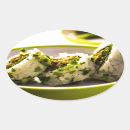 Sushi essen japanisches Asia Food Rice Leckeres Mi Ovaler Aufkleber