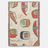 Sushi-Essen, nahtloses Muster-Design. Decke (Vorderseite Vertikal)