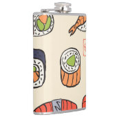 Sushi-Essen, nahtloses Muster-Design. Flachmann (Rechts)