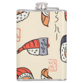 Sushi-Essen, nahtloses Muster-Design. Flachmann (Rückseite)