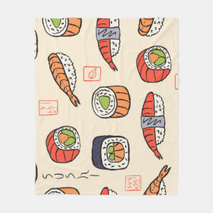 Sushi-Essen, nahtloses Muster-Design. Fleecedecke
