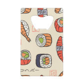 Sushi-Essen, nahtloses Muster-Design. Geldbeutel Flaschenöffner (Rückseite)