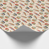 Sushi-Essen, nahtloses Muster-Design. Geschenkpapier (Ecke)