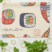 Sushi-Essen, nahtloses Muster-Design. Geschirrtuch (Gefaltet)