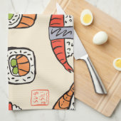 Sushi-Essen, nahtloses Muster-Design. Geschirrtuch (Viertel Falte)