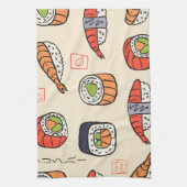 Sushi-Essen, nahtloses Muster-Design. Geschirrtuch (Vertikal)