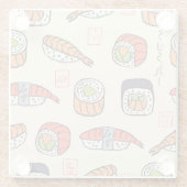 Sushi-Essen, nahtloses Muster-Design. Glasuntersetzer (Rückseite)