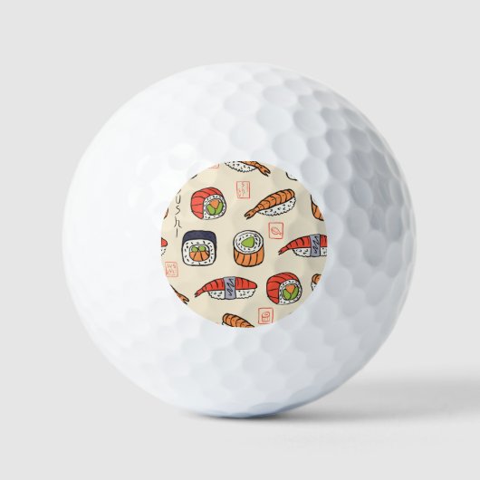 Sushi-Essen, nahtloses Muster-Design. Golfball (Vorderseite)