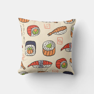 Sushi-Essen, nahtloses Muster-Design. Kissen
