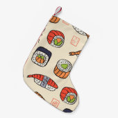 Sushi-Essen, nahtloses Muster-Design. Kleiner Weihnachtsstrumpf (Vorderansicht (hängend))
