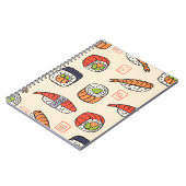 Sushi-Essen, nahtloses Muster-Design. Notizblock (Linke Seite)