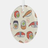 Sushi-Essen, nahtloses Muster-Design. Ornament Aus Glas (Vorderseite links)