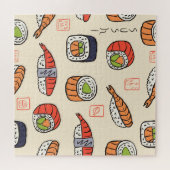 Sushi-Essen, nahtloses Muster-Design. Puzzle (Horizontal)