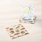 Sushi-Essen, nahtloses Muster-Design. Rechteckiger Pappuntersetzer (Vor Ort)